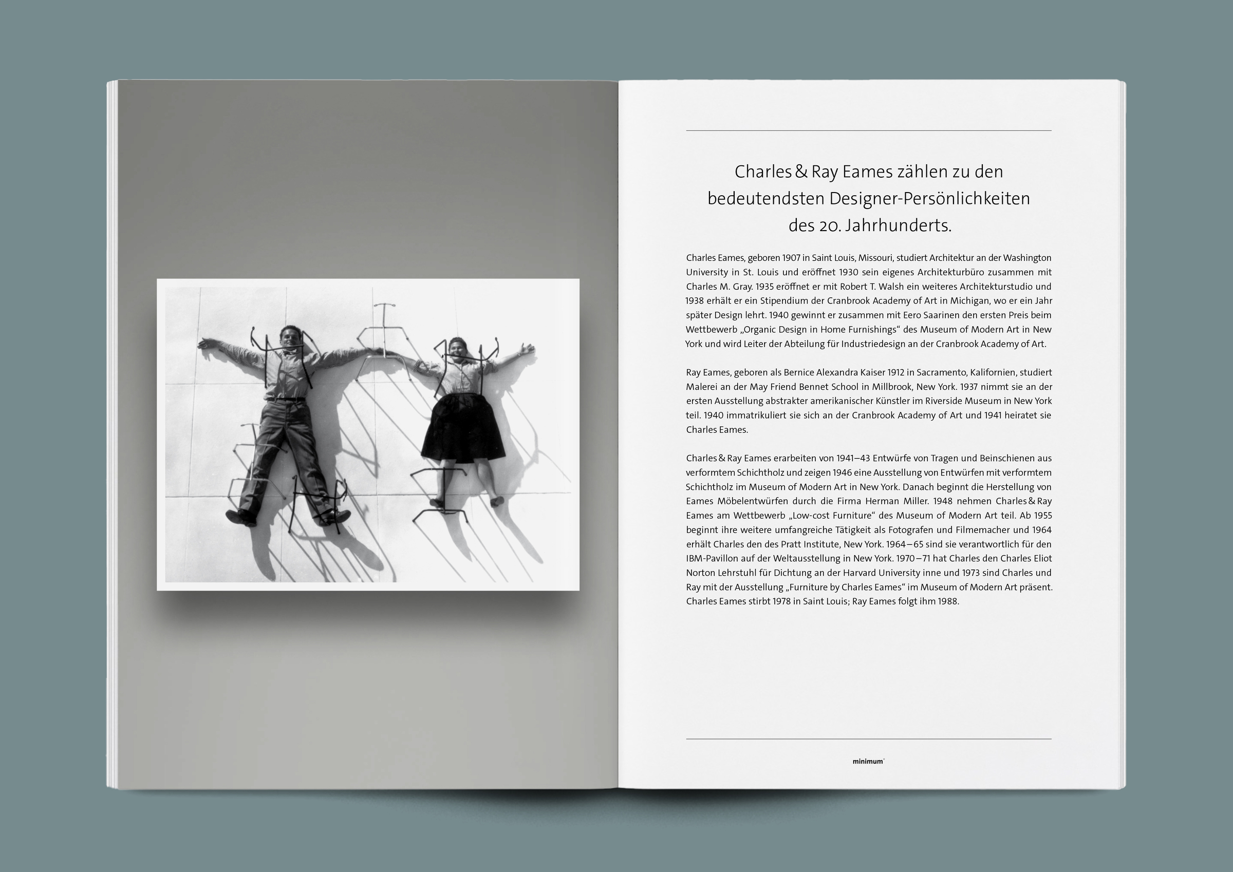 Gestaltung der Monografie „Ray und Charles Eames“ für minimum einrichten