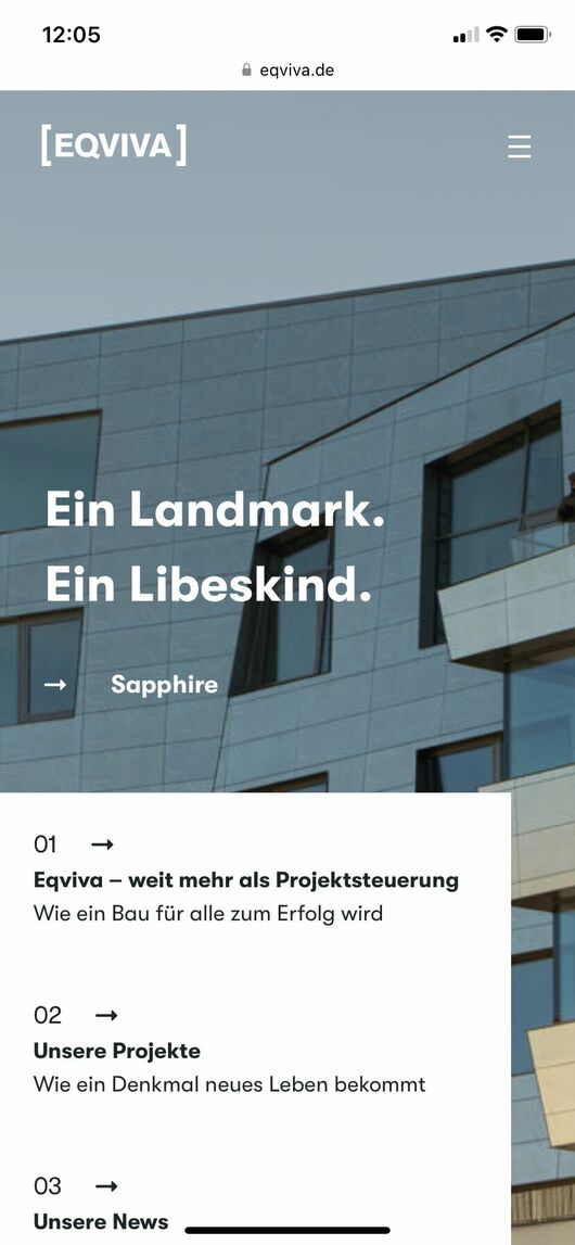 UI UX der Corporate Website für Eqviva