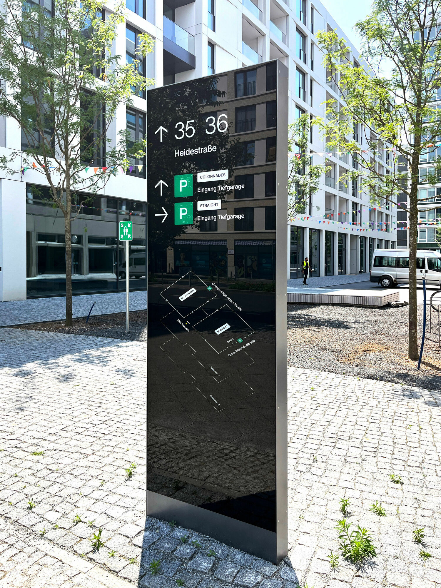 Planung und Umsetzung des Wegeleitsystem Quartier Heidestraße